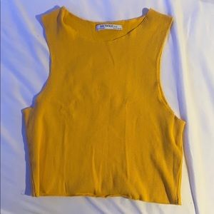 Zara Trafaluc Yellow Cropped tank top